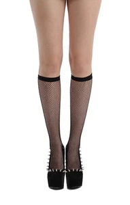 Damen Kniestrümpfe Netz-Socken Netz Fischnetz Kniesocken Knee Highs Schwarz - Bild 1 von 2