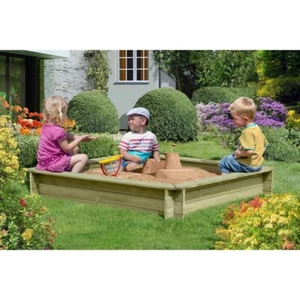 Sandkasten 150x150 cm TÜV geprüft aus Holz imprägniert Aufbau mit Stecksystem - Bild 1 von 6