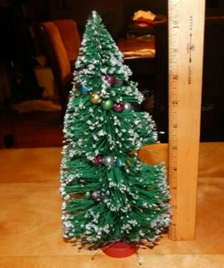 ALBERO DI NATALE VINTAGE 10" BOTTIGLIA PENNELLO - ORNAMENTI STRINGA - GLITTER FLOCCATO - Foto 1 di 8