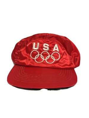 De colección Años 90 Brillante Satén EE. UU. Juegos Olímpicos Atleta Snapback Gorra Sombrero Rojo Bolso sin asas Foto 1 de 4