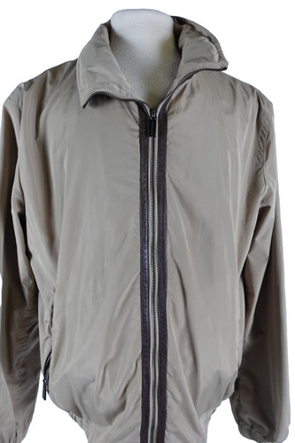Giacca a vento uomo Michael Kors full zip taglia XL ardesia cappuccio nascosto orlo