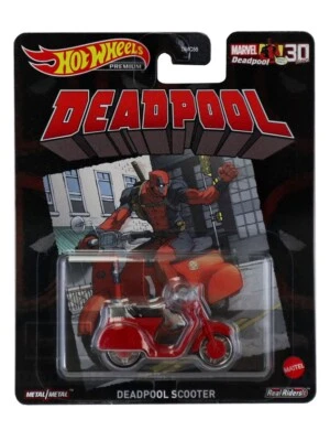 Hot Wheels Deadpool Retro Entertainment Scooter 1/64 Scale Marvel Comics Red New - Image 1 of 2