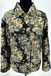 UBU Womens Retro Floral Artist Print Reversible Crinkle Jacket Size XL Black - Picture 1 of 22