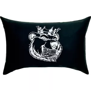 Bear King Kissen 40x60cm, Geschenk Chef, Boss, Bärenkopf mit Krone, schwarz - Bild 1 von 7