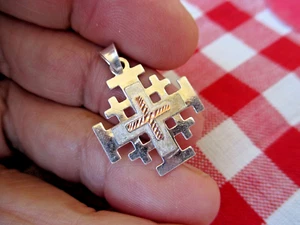STERLING SILVER  GOLD JERUSALEM CRUSADERS CROSS PENDANT BLESSED IN JERUSALEM #70 - Picture 1 of 4