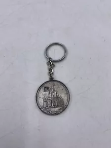 Walt Disney World Silver Round Keychain Fantasyland, Adventureland, Tomorrowland - Picture 1 of 5