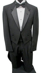 Boys Size 6 Black Tuxedo Tailcoat with Pants Ringbearer Costume Fancy Dress  - Picture 1 of 2