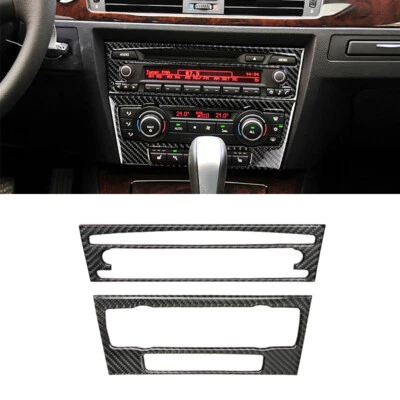For BMW 3 Series E90 E92 Carbon Fiber Center CD Control Panel Cover Trim Sticker Foto 1 de 4