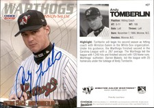 Andy Tomberlin Signed 2005 Choice Winston-Salem Warthogs #27 Card Auto AU