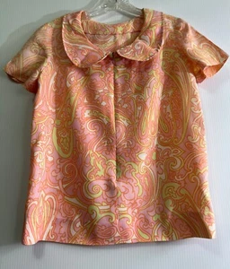 Vintage inspirierte psychodelische Paisley-Druck Reißverschluss vorne Bluse Größe S/M - Bild 1 von 3
