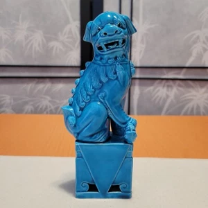 Feng Shui Chinese Foo Dog Guardian Peking Blue - Chinoiserie - Picture 1 of 5