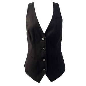 90s Guess Black Pinstripe Vest Waistcoat Goth Grunge Dark Academia Y2K Sz S - Picture 1 of 12