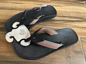 Chaco Lowdown Flip Rising Nugget Red Stripe Black Thong Sandal Men's 11 NWT $55 - Picture 1 of 13