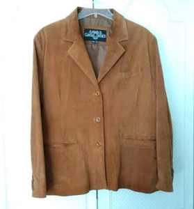 Leather Gallery Jacket Brown Suede blazer suit collared Vintage 3XL (modern XL?) - Picture 1 of 14