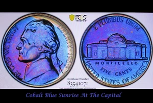 1960 JEFFERSON NICKEL PF66 DEEPNEON CHROMATIC 2X TONED ARTISTIC GEM PCGS GS PQ   - Picture 1 of 12