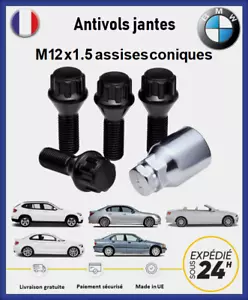 Ecrous antivol de roues noir BMW M12x1.5 assises coniques 27mm - Bild 1 von 1
