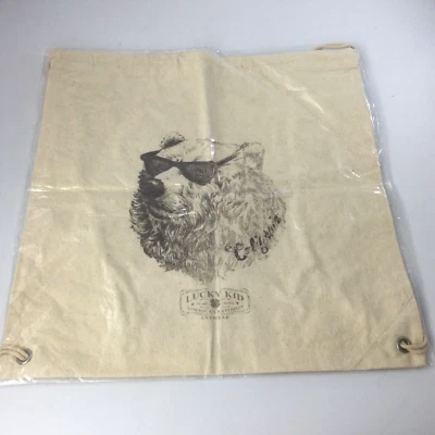 Lucky Brand Lucky Kid Eyewear Cotton Drawstring Bag Bear in Glasses 14 x 14 - Image 1 of 4