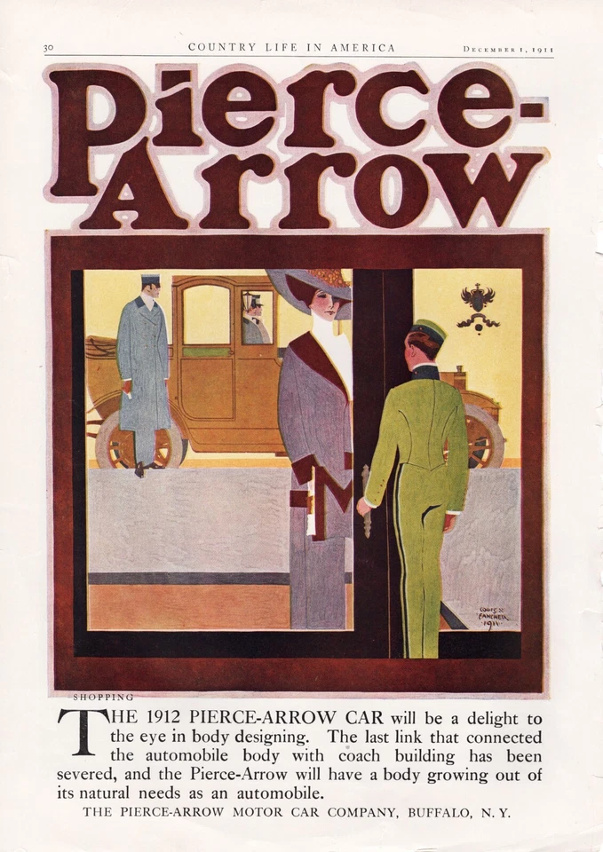 1911 Ad for the Pierce Arrow car. "delight to the eye in body designing" - Image 1 of 1