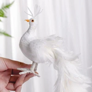 White Peacock Simulation Bird Figurine Statue for Yard Art - Picture 1 of 8