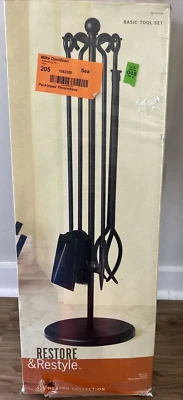 Juego de herramientas para chimenea Restaurar y restaurar 5 piezas colección hogar negro mate Foto 1 de 4