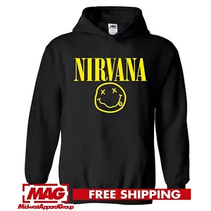 Sudadera con capucha Nirvana Años 90 Banda de rock alternativo Logotipo Kurt Cobain Grunge Hdy - Imagen 1 de 3