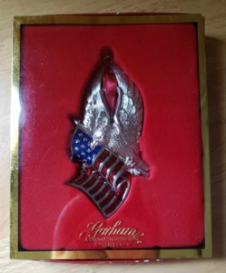 Gorham United We Stand Bald Eagle Flag Silverplate Ornament w/ Box USA Rare - Picture 1 of 2