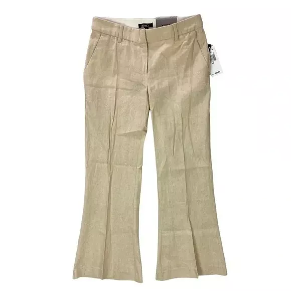 XOXO Natalie Short Light Tan Linen Blend Flare Leg Pant NWT Size 1/2 - Image 1 of 2