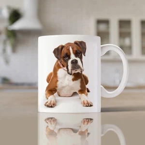 Boxer Lying Down Dog Mug / Plain White 11oz / AAA / Perfect Gift or Treat! - Picture 1 of 4