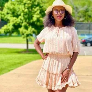 Versona Dress Womens Size Small Pink Snake Print Short Sleeve Ruffle Tie Neck - Picture 1 of 13