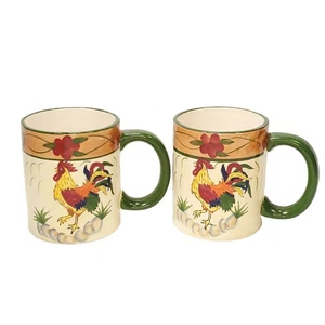 Tazza gallo dipinta regalo Countrycore Farmcore decorazione fattoria Cottagecore lotto di 2 - Foto 1 di 8