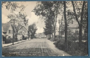 286 Vintage c1910 Postkarte unbefestigt Lower Main Street Bridgton Me Maine - Bild 1 von 1
