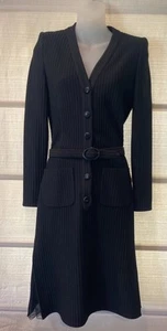 SELTEN VTG Valentino schwarz Strick Shirt Kleid ~ selbst Gürtel ~ Netz gefüttert Schlitze ~ 4 gebraucht, in einwandfreiem Zustand - Bild 1 von 12