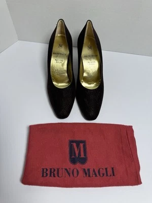 Zapato Bruno Magli Vintage Mujer Gatito Negro Tacones Talla 6.5 Hecho en Italia 0055 Foto 1 de 4