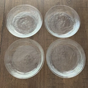 4 Vtg Hand Blown Glass Bowls 7.5”Textured Frosted Ice Bark Pasta Salad Ceral EUC - Picture 1 of 9