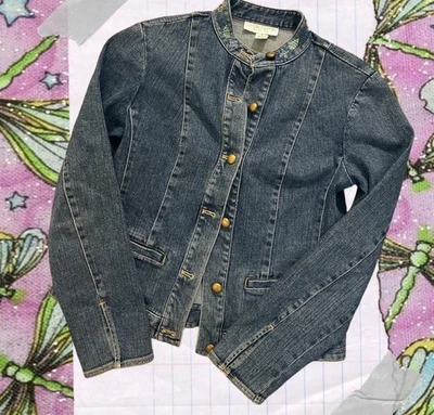 Casual Corner Beaded Denim Jacket - Image 1 of 2