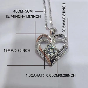 1ct Necklace Pendant White Gold Diamond Test Pass Lab-Created VVS1/D/Excellent - Picture 1 of 6