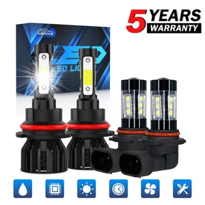 For Ram 2500 2003-2004 2005 9007 9006 LED Headlights Bulbs Kit Hi/Low Beam 6000K - Picture 1 of 16