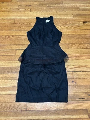 Vestido para mujer Nicole Miller Artelier talla 2 negro lino ajustado en capas sin mangas Foto 1 de 4