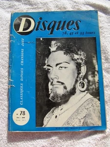 MARIO DEL MONACO French 1956 REVUE DISQUES Record Magazine 78-45-33 LP Classical - Picture 1 of 2