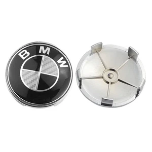4x für BMW Nabenkappen Kohle faser 68mm Nabendeckel Schwarz Weiß - Bild 1 von 1