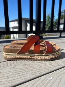 Jellypop Lanza braune Damen-Plateausandalen aus Leder mit Kork & Seil Größe 8 - Bild 1 von 10