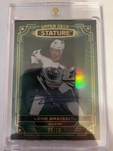 2022-23 UD Stature Hockey Leon Draisaitl Photo Variant On Card Auto Green  #9/10 - Picture 1 of 2