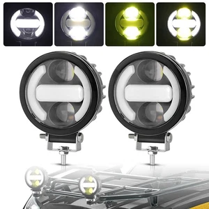 2x 3.5" LED Motorcycle Spot Lights Halo Headlight Driving Fog Lamp Yellow White - Picture 1 of 12