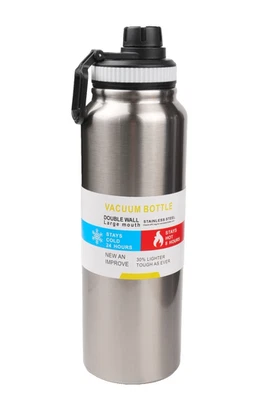 Thermos Bottle Stainless Steel Vacuum Large Capacity 34 fl oz Silver Hot Cold - Image 1 of 4