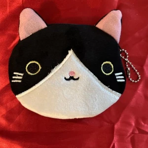 NEW PLUSH CAT COIN PURSE ZIP POUCH BLACK TUXEDO CAT WALLET NIP - Picture 1 of 24