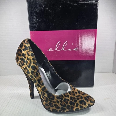 Disfraz de tacón de aguja con estampado de leopardo Ellie 511-Safari para mujer 7 zapatos de tacón alto Foto 1 de 4