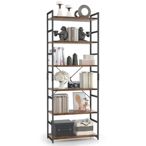 6 Tier Adjustable Bookshelf, Tall Bookcase, Office Shelf Storage Organizer, M... - Picture 1 of 6