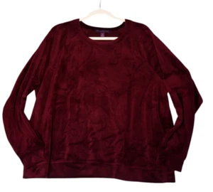 Gloria Vanderbilt Sweatshirt Women XXL Burgundy Athleisure Velour Soft Girl Cozy - Picture 1 of 10