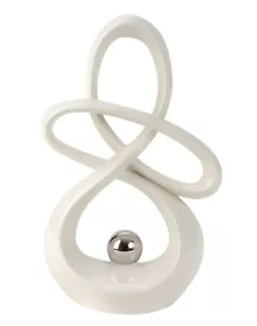 Elegante Skulptur mit Kugel in weiß Höhe 30 cm - Dekoration Keramik - Figur - Bild 1 von 1