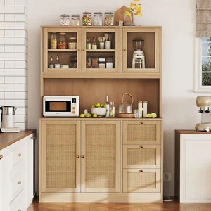 70.9'' Kitchen Pantry Cabinet, Kitchen Hutch with Microwave Stand & Charging Sta - Picture 1 of 9